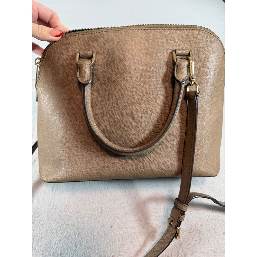 Michael Kors Cindy Dome Satchel Taupe Saffiano Leather Crossbody Bag - Picture 3 of 6